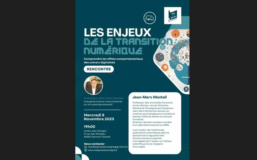 Attention, événement reporté à une date ultérieure – Transition numérique et univers digitalisés, une conférence